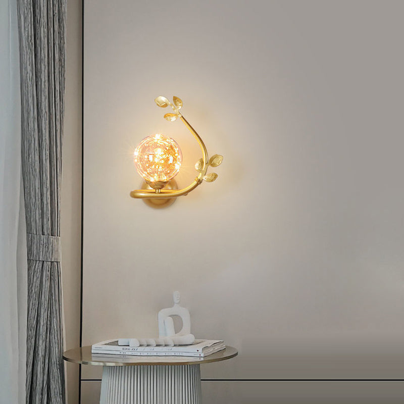 Contemporary Luxury Iron Frame Glass Cup Shade 1-Light Wall Sconce Lamp For Living Room