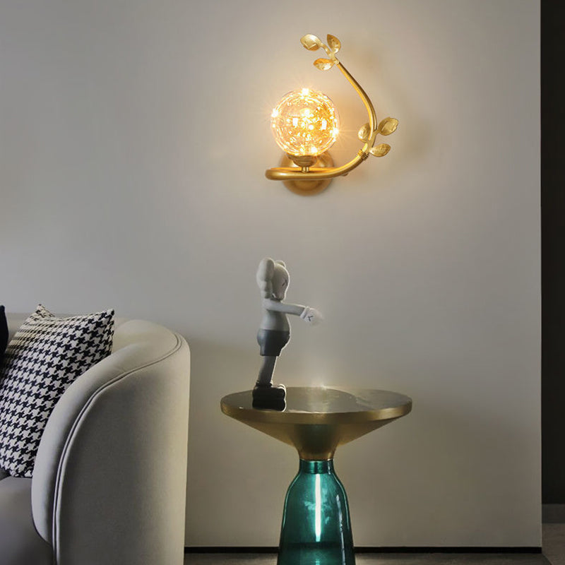 Contemporary Luxury Iron Frame Glass Cup Shade 1-Light Wall Sconce Lamp For Living Room