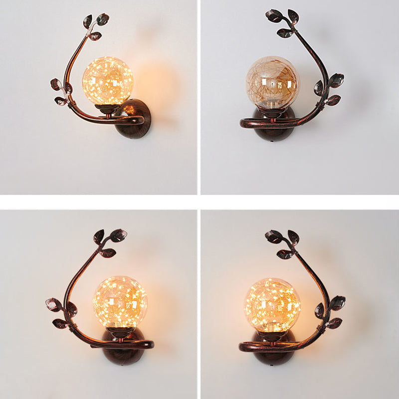 Contemporary Luxury Iron Frame Glass Cup Shade 1-Light Wall Sconce Lamp For Living Room