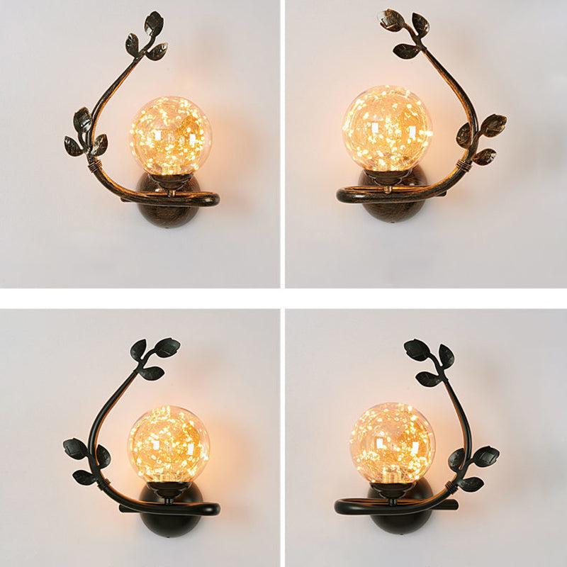 Contemporary Luxury Iron Frame Glass Cup Shade 1-Light Wall Sconce Lamp For Living Room
