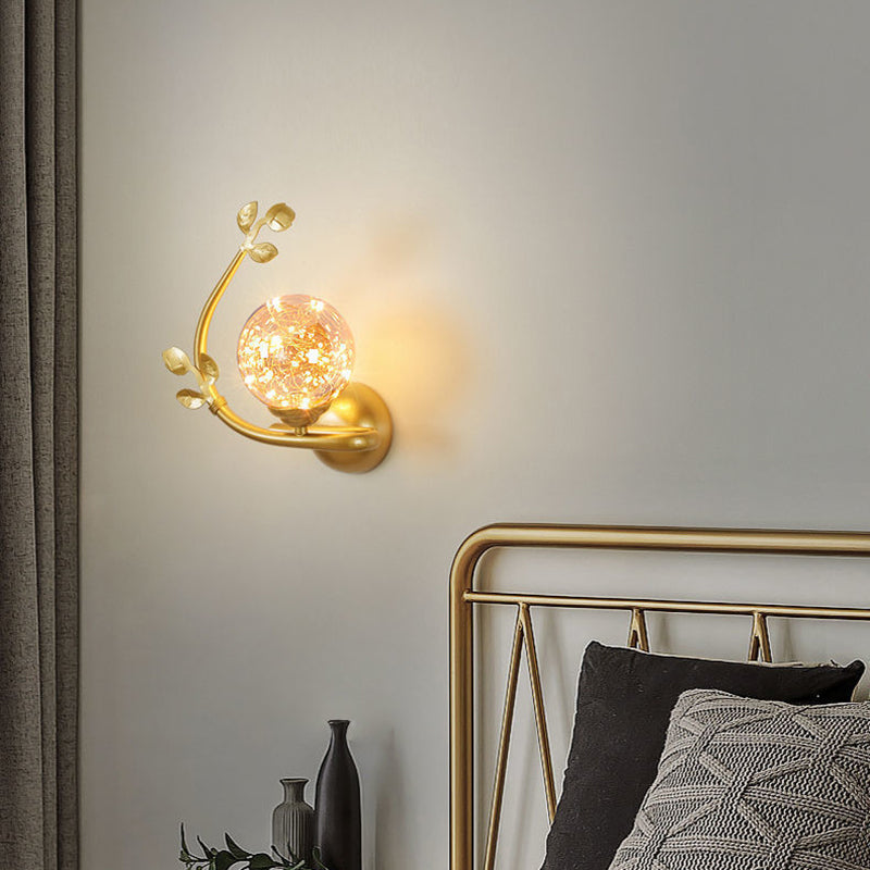 Contemporary Luxury Iron Frame Glass Cup Shade 1-Light Wall Sconce Lamp For Living Room