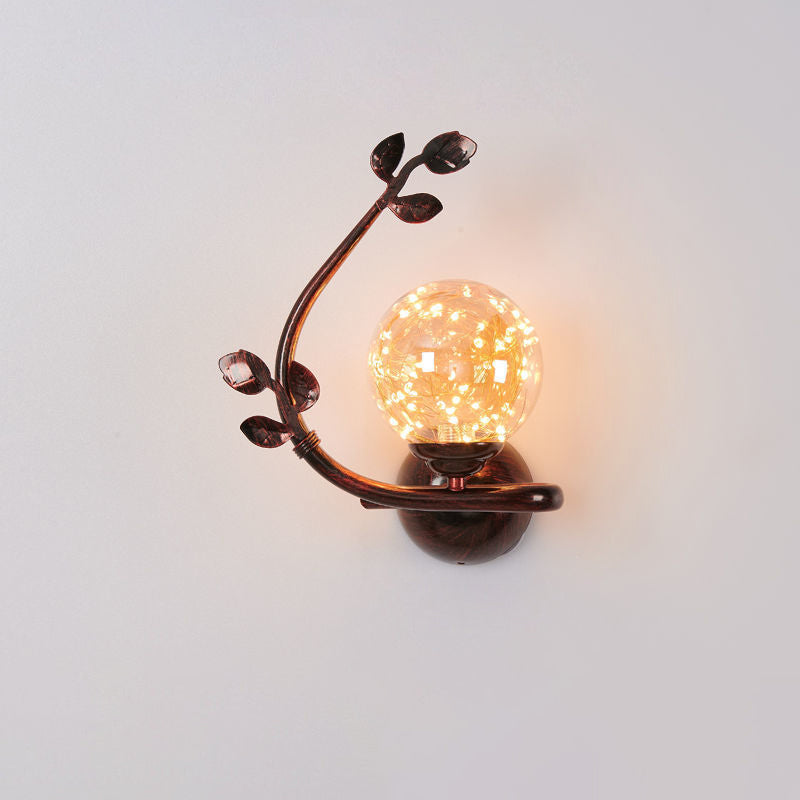 Contemporary Luxury Iron Frame Glass Cup Shade 1-Light Wall Sconce Lamp For Living Room