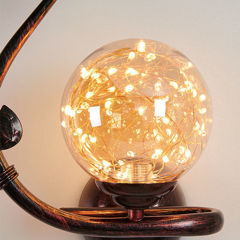 Contemporary Luxury Iron Frame Glass Cup Shade 1-Light Wall Sconce Lamp For Living Room