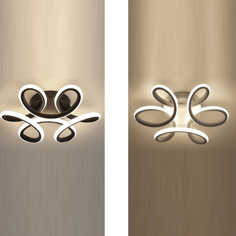 مصباح سقف LED شبه مسطح من الحديد الأكريليكي المنحني الحديث البسيط لغرفة النوم