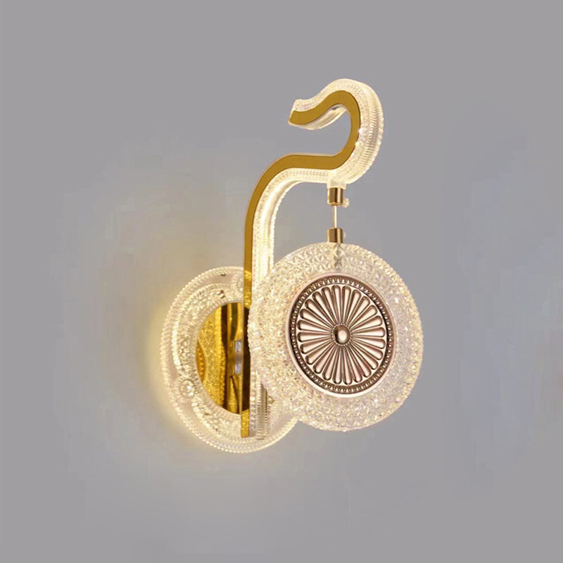 Contemporary Luxury Curved Crystal Acrylic LED Wall Sconce Lamp For Living Room