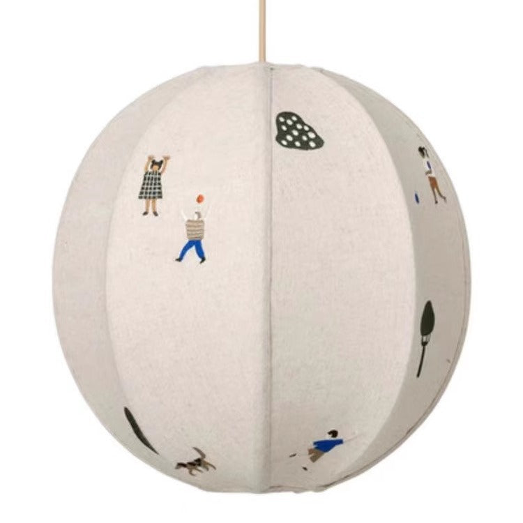 Traditional Vintage Hardware Spherical Fabric Shade 1-Light Pendant Light For Bedroom