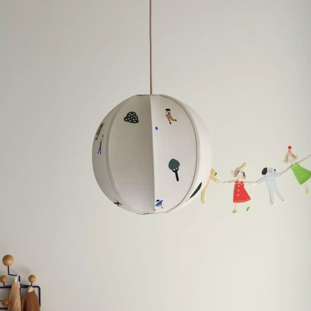 Traditional Vintage Hardware Spherical Fabric Shade 1-Light Pendant Light For Bedroom