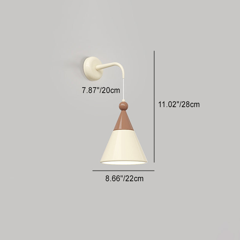 Contemporary Nordic Hardware Resin Conical 1-Light Wall Sconce Lamp For Bedroom