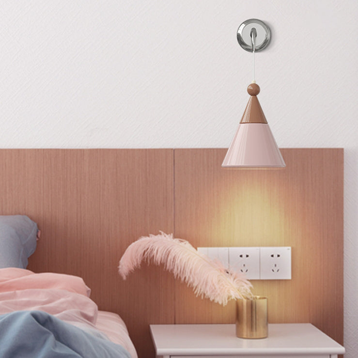 Contemporary Nordic Hardware Resin Conical 1-Light Wall Sconce Lamp For Bedroom