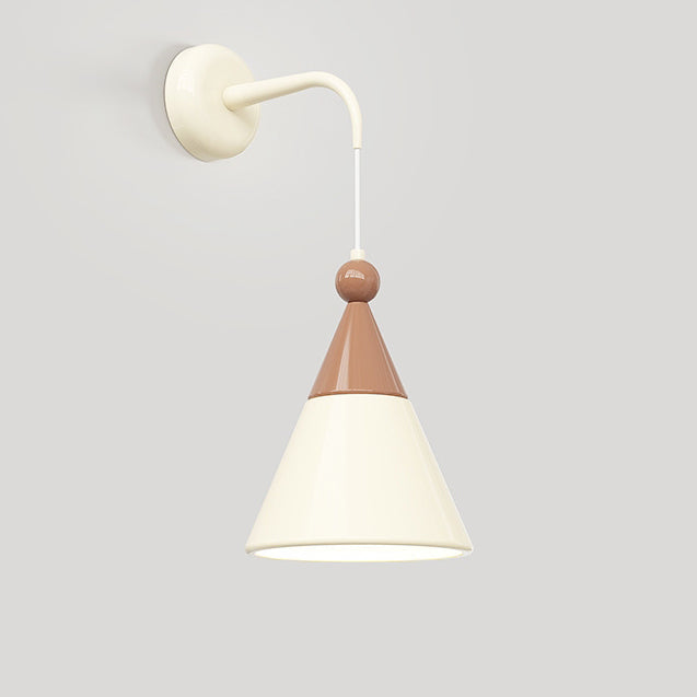 Contemporary Nordic Hardware Resin Conical 1-Light Wall Sconce Lamp For Bedroom