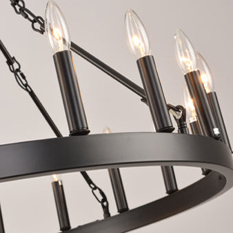 Traditional Farmhouse Iron Circle Ring Glass 20/36-Light Chandelier For Dining Room