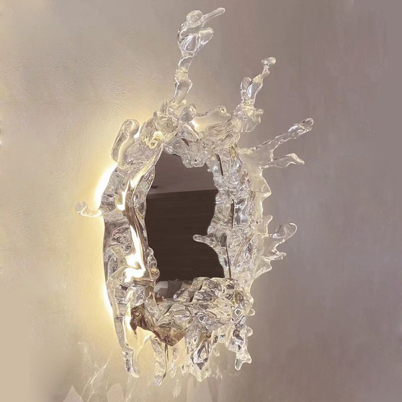 Contemporary Creative Water Splash Stainless Steel Acrylic LED Wall Sconce Lamp For Bathroom