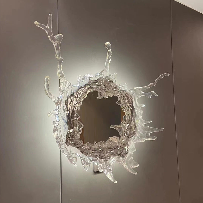 Contemporary Creative Water Splash Stainless Steel Acrylic LED Wall Sconce Lamp For Bathroom