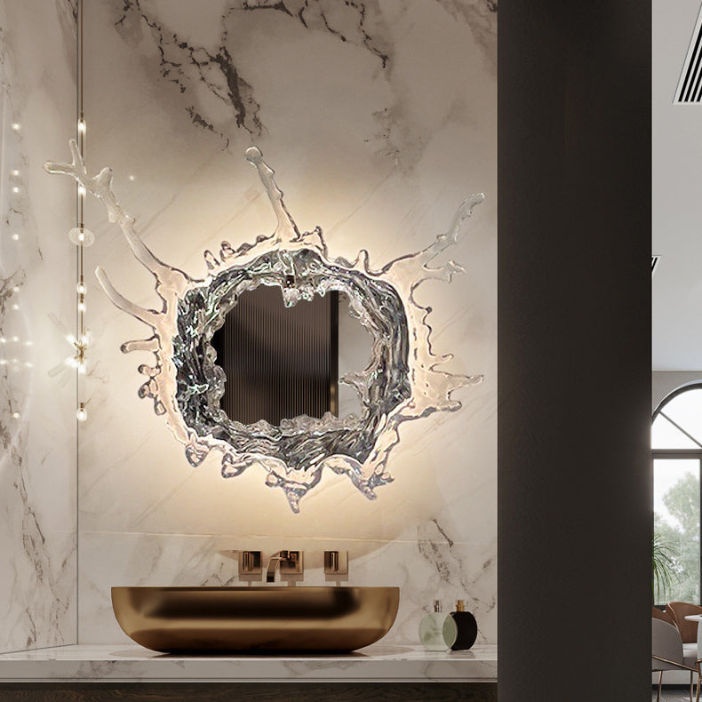 Contemporary Creative Water Splash Stainless Steel Acrylic LED Wall Sconce Lamp For Bathroom