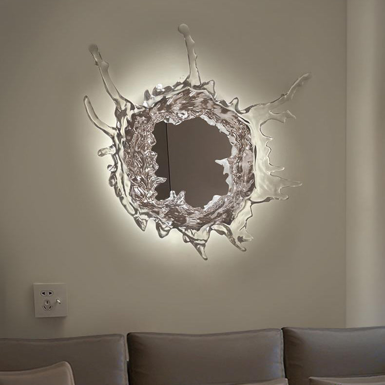 Contemporary Creative Water Splash Stainless Steel Acrylic LED Wall Sconce Lamp For Bathroom
