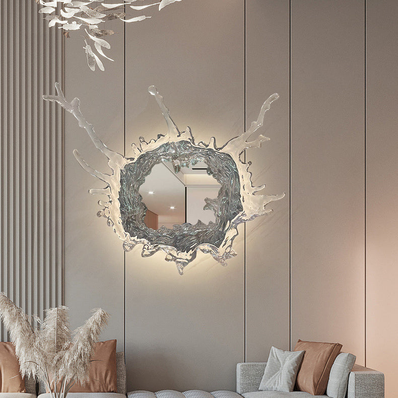 Contemporary Creative Water Splash Stainless Steel Acrylic LED Wall Sconce Lamp For Bathroom