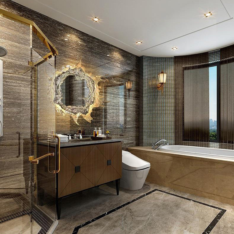 Contemporary Creative Water Splash Stainless Steel Acrylic LED Wall Sconce Lamp For Bathroom