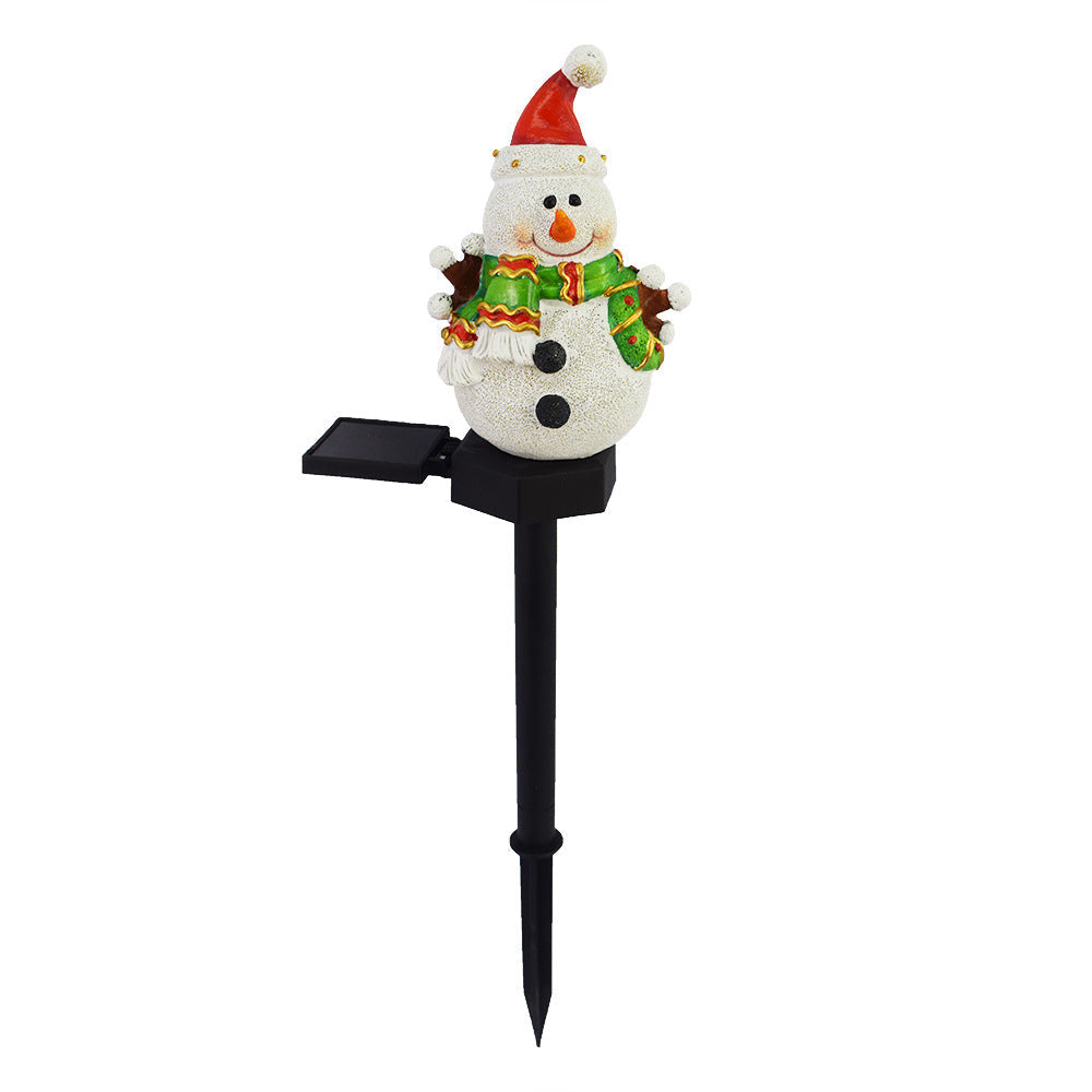 Contemporary Creative Christmas Resin Snowman LED Solar Decoration Ground Insert Landscape Light For Garden