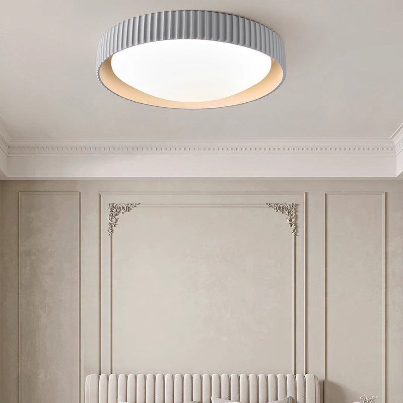 مصباح سقف LED بتصميم هندسي دائري من الراتينج والأكريليك بتصميم معاصر على طراز الماكارون الإسكندنافي لغرفة النوم