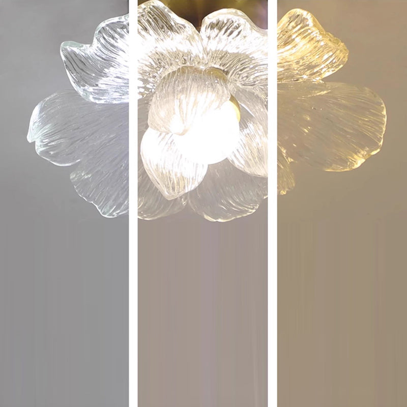 Traditional Vintage Resin Floral Shade Hardware 1-Light Semi-Flush Mount Ceiling Light For Living Room