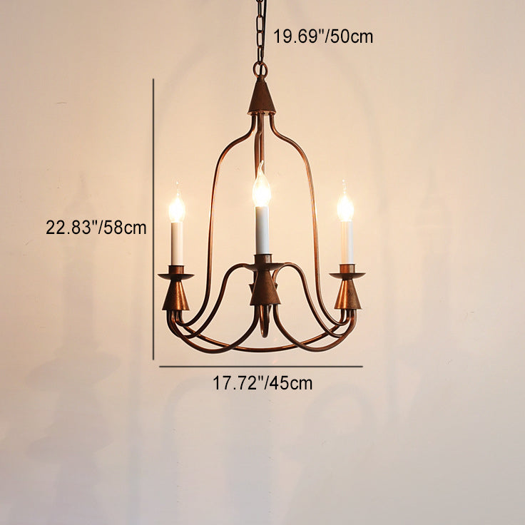Traditional Rustic Candelabra Iron Frame Glass 3/6/8-Light Chandelier For Living Room