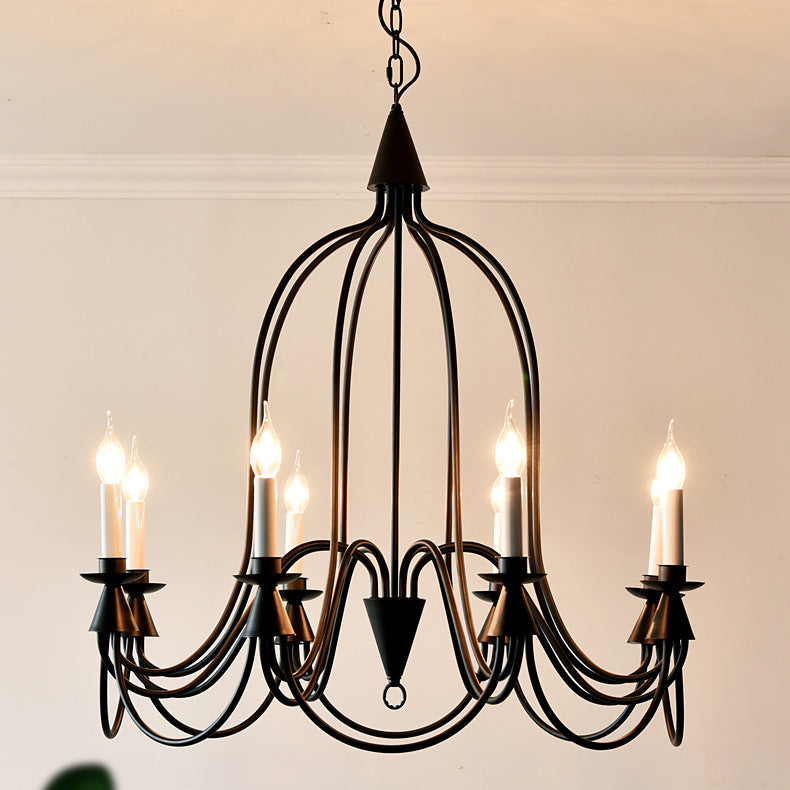 Traditional Rustic Candelabra Iron Frame Glass 3/6/8-Light Chandelier For Living Room