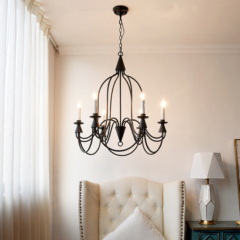 Traditional Rustic Candelabra Iron Frame Glass 3/6/8-Light Chandelier For Living Room