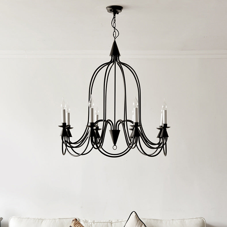 Traditional Rustic Candelabra Iron Frame Glass 3/6/8-Light Chandelier For Living Room
