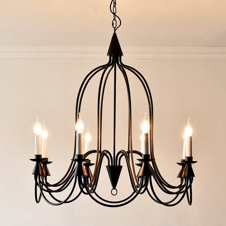 Traditional Rustic Candelabra Iron Frame Glass 3/6/8-Light Chandelier For Living Room