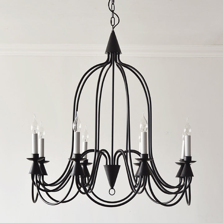 Traditional Rustic Candelabra Iron Frame Glass 3/6/8-Light Chandelier For Living Room
