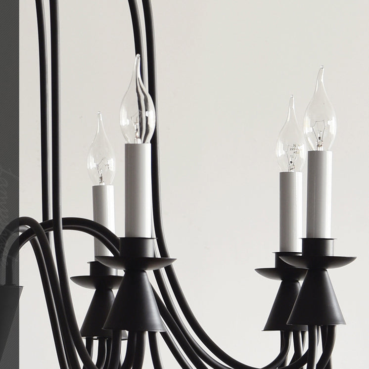 Traditional Rustic Candelabra Iron Frame Glass 3/6/8-Light Chandelier For Living Room