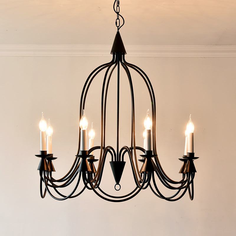 Traditional Rustic Candelabra Iron Frame Glass 3/6/8-Light Chandelier For Living Room