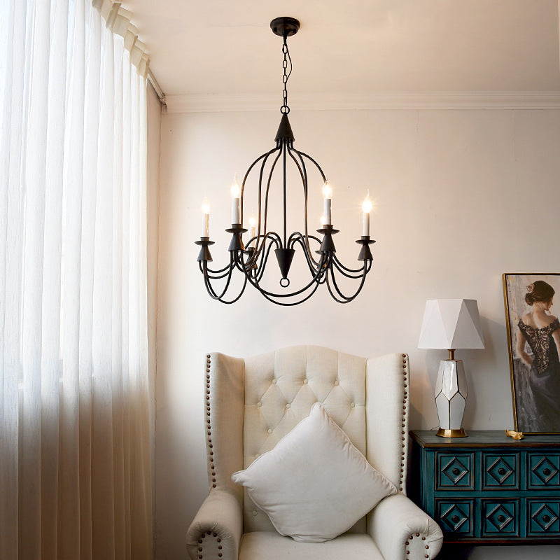 Traditional Rustic Candelabra Iron Frame Glass 3/6/8-Light Chandelier For Living Room