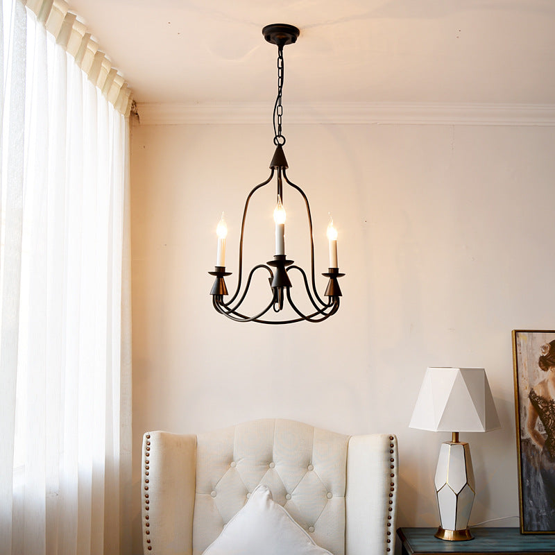 Traditional Rustic Candelabra Iron Frame Glass 3/6/8-Light Chandelier For Living Room