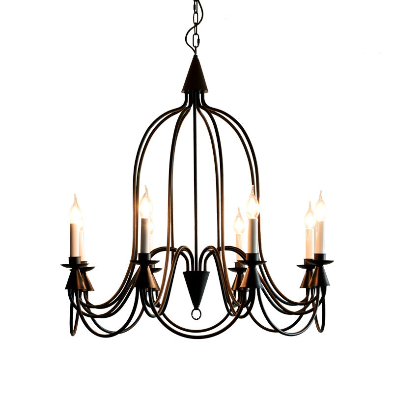 Traditional Rustic Candelabra Iron Frame Glass 3/6/8-Light Chandelier For Living Room
