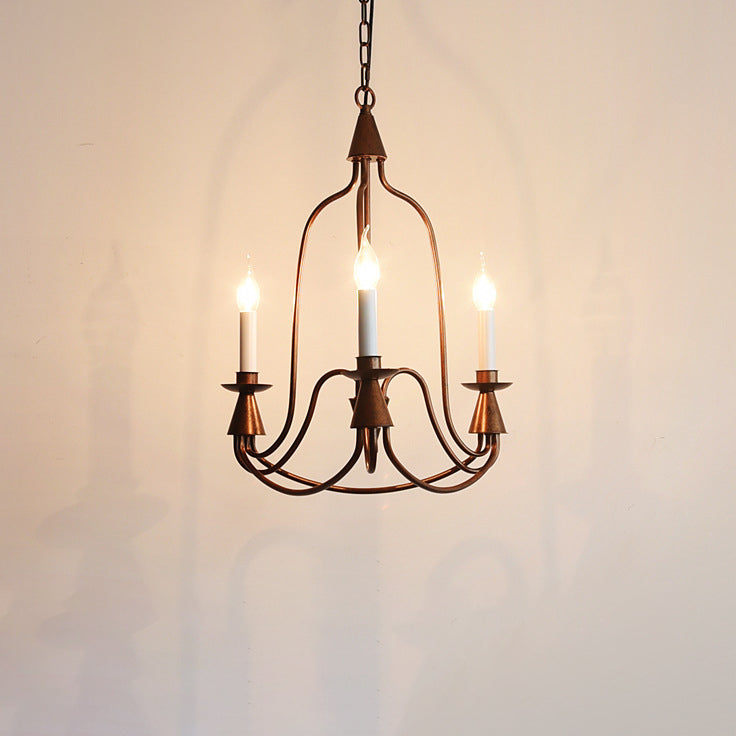 Traditional Rustic Candelabra Iron Frame Glass 3/6/8-Light Chandelier For Living Room