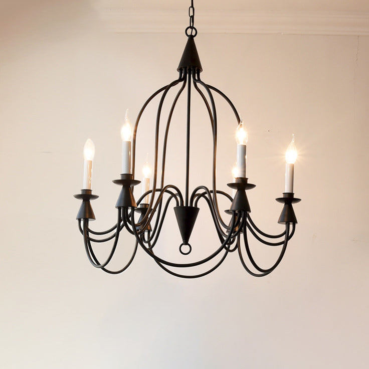 Traditional Rustic Candelabra Iron Frame Glass 3/6/8-Light Chandelier For Living Room