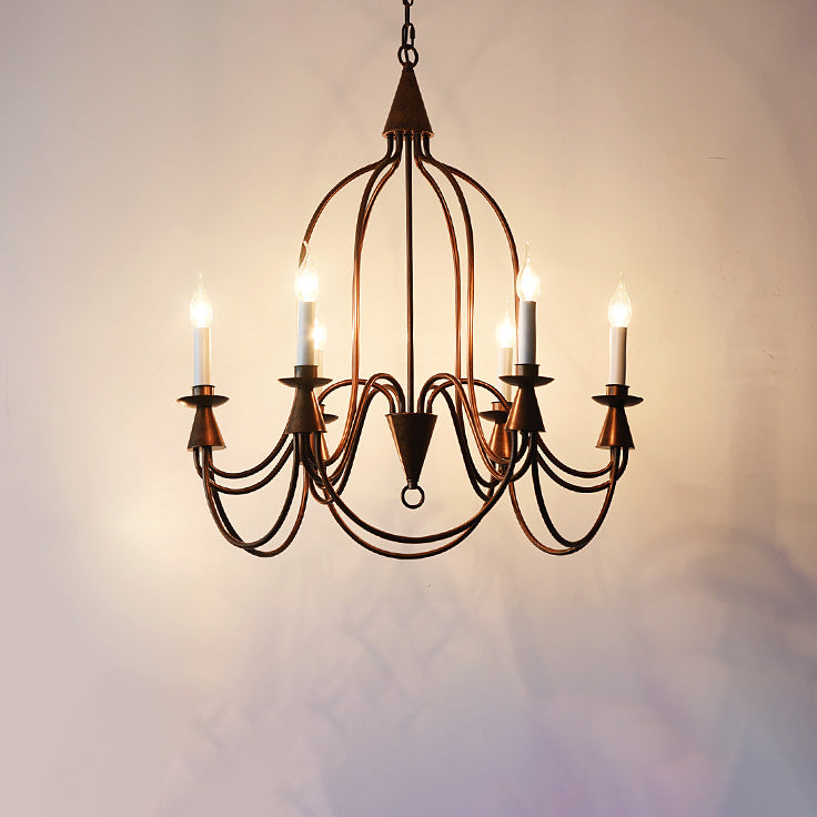 Traditional Rustic Candelabra Iron Frame Glass 3/6/8-Light Chandelier For Living Room
