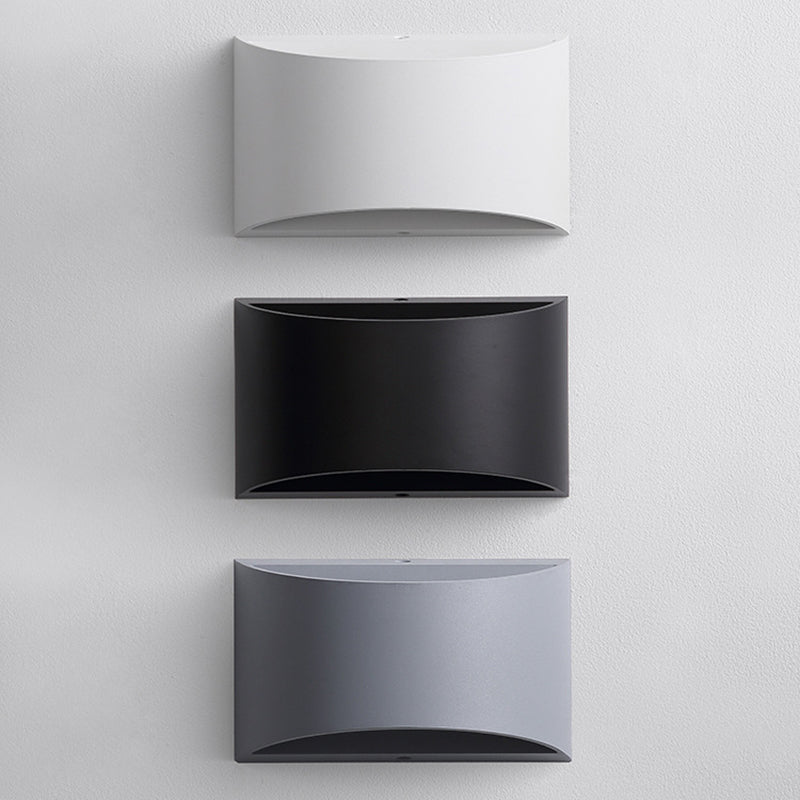 Modern Minimalist Curved Aluminum Up And Down Illuminated LED Wall Sconce Lamp For Outdoor Patio