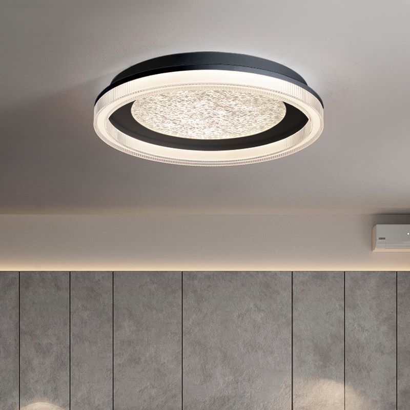 Modern Minimalist Round Iron Acrylic Starry Sky LED Flush Mount Ceiling Light For Bedroom