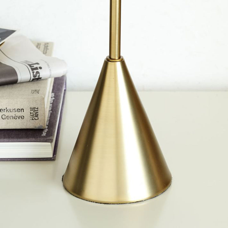 Contemporary Luxury Glass Conical Shade Metal Base 1-Light Table Lamp For Bedroom