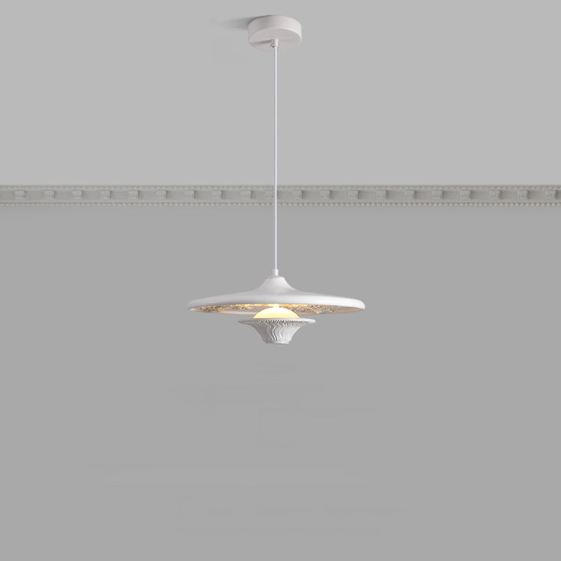 مصباح LED على شكل صحن طائر من الراتينج والفولاذ المقاوم للصدأ الفرنسي التقليدي لغرفة المعيشة