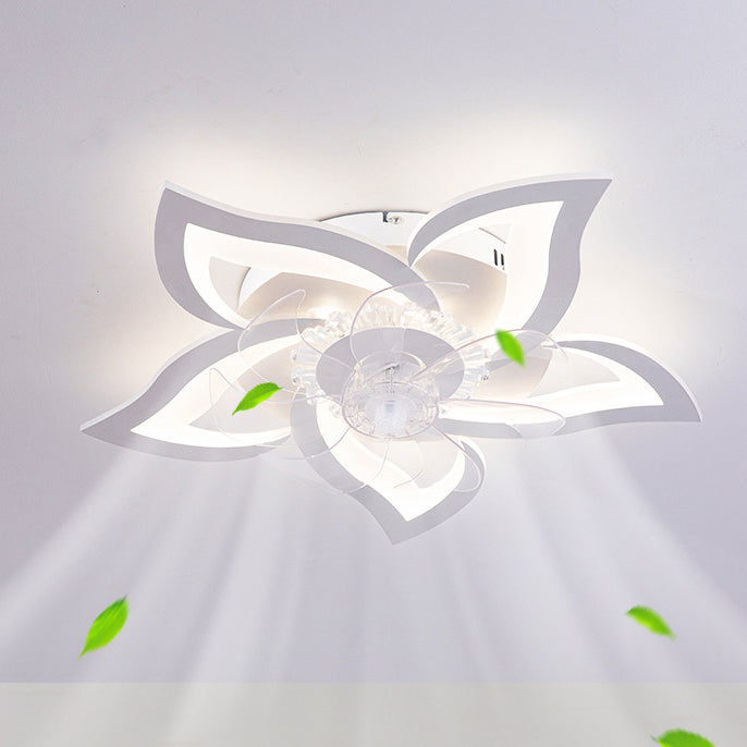 مروحة سقف LED بتصميم معاصر إبداعي من الألومنيوم والأكريليك ABS مزودة بإضاءة لغرفة النوم