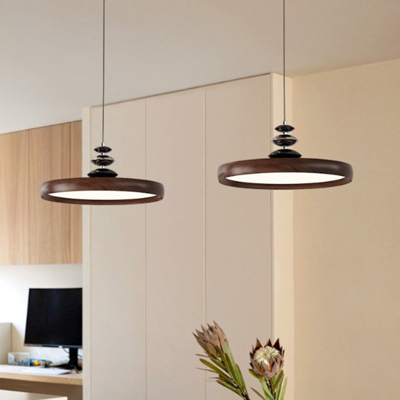 Traditional Vintage Aluminum Acrylic Round LED Pendant Light For Living Room