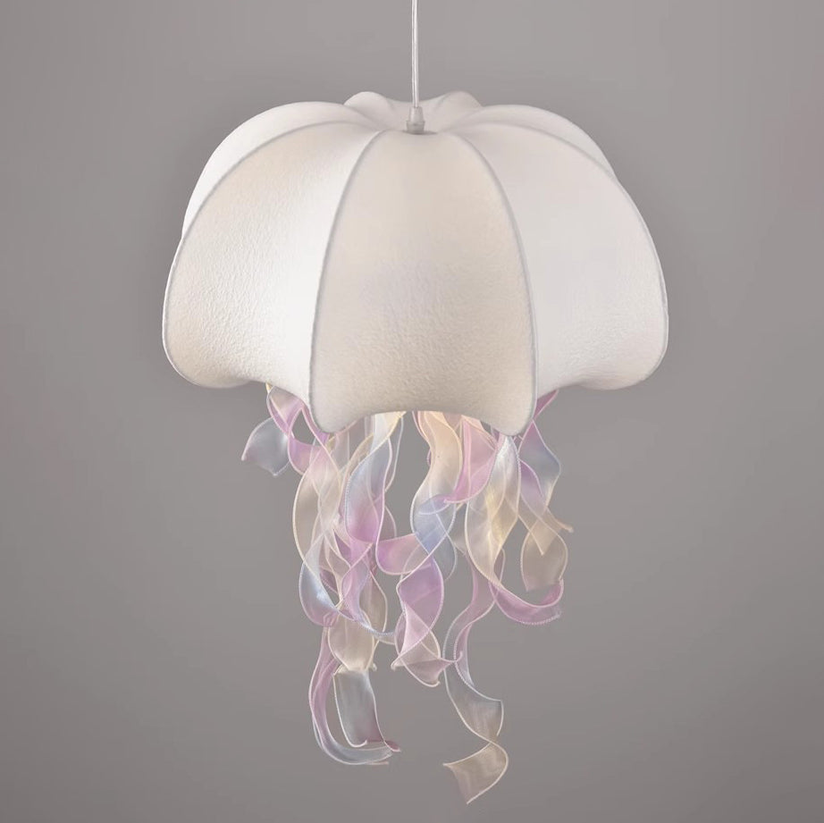 Contemporary Creative Fabric Jellyfish Flowing Ribbon 1-Light Pendant Light For Living Room