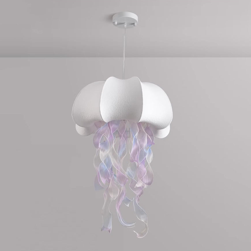 Contemporary Creative Fabric Jellyfish Flowing Ribbon 1-Light Pendant Light For Living Room
