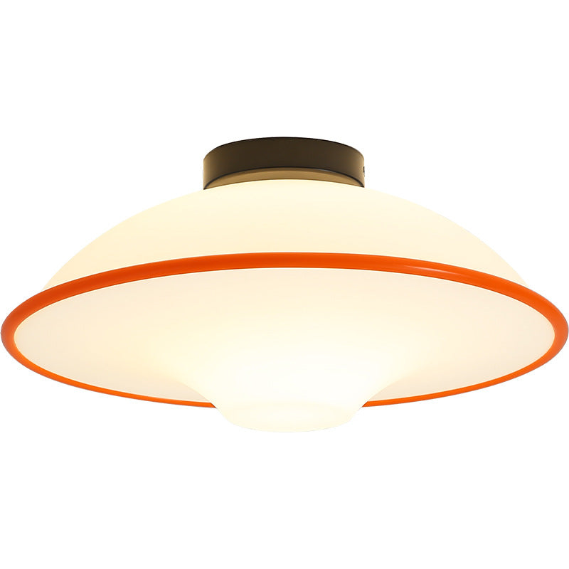 Contemporary Nordic Flying Saucer Iron Acrylic 1-Light Semi-Flush Mount Ceiling Light For Living Room