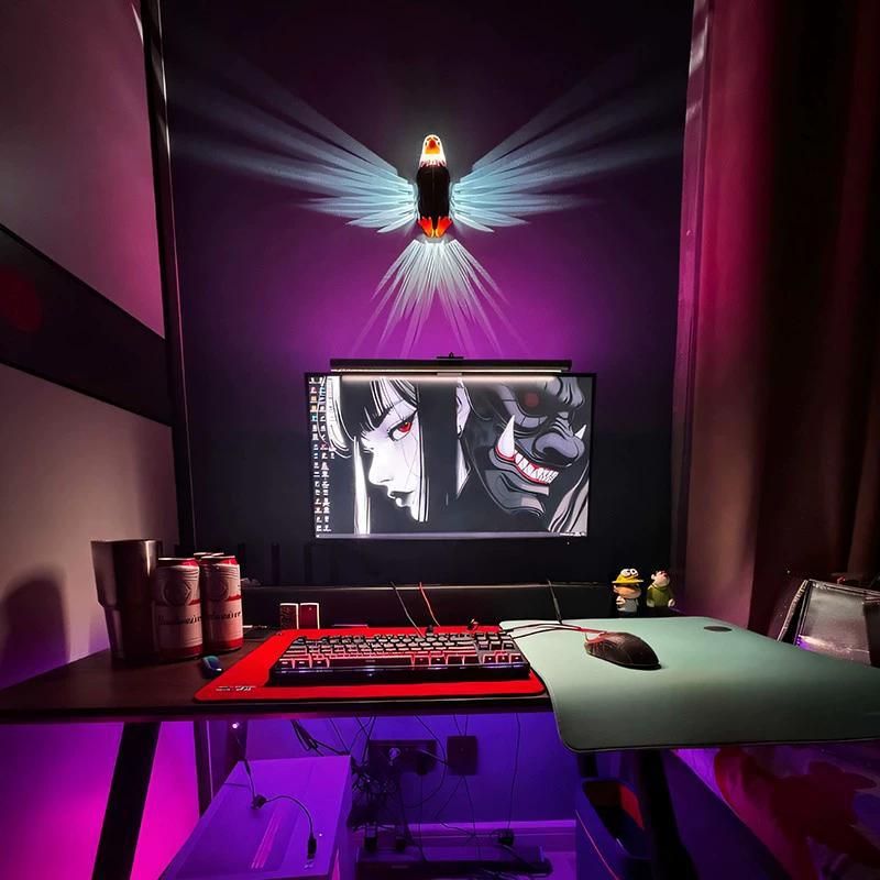 Contemporary Creative Bald Eagle Projector USB Rechargeable LED Magnetic Wall Sconce Lamp Night Light For Bedroom