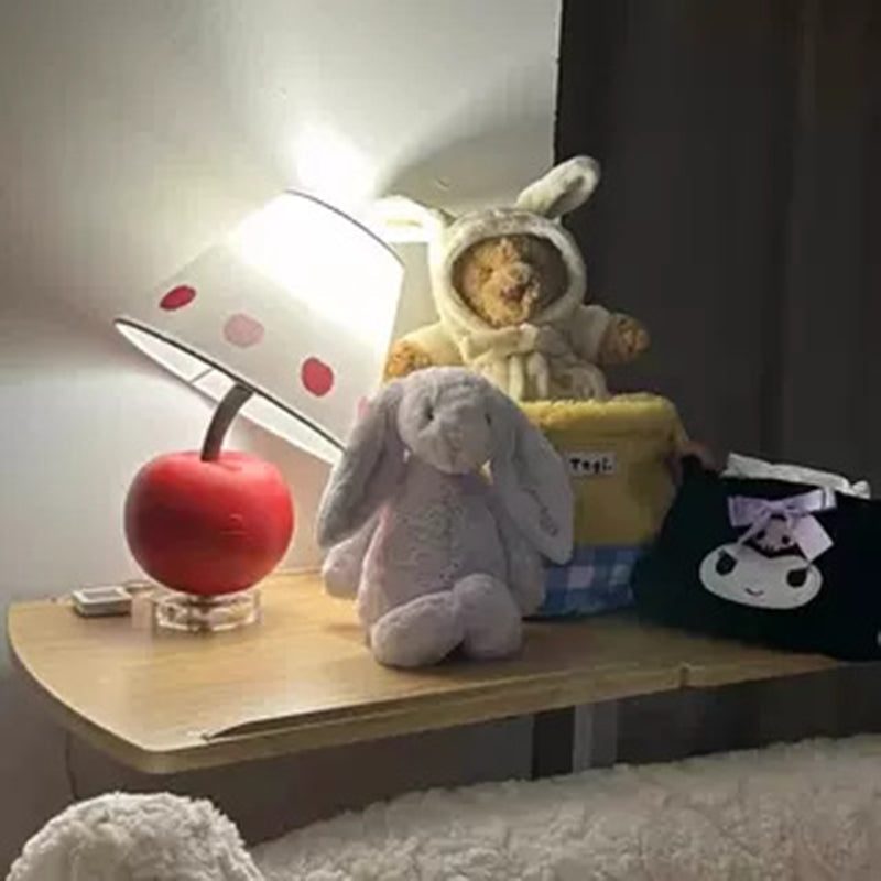 Contemporary Creative Tilted Resin Apple Fabric Shade 1-Light Table Lamp For Bedroom