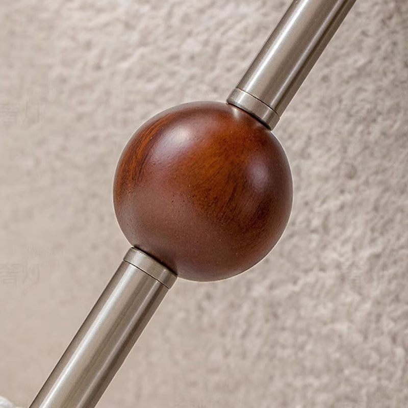 Traditional French Ash Solid Wood Fabric Flower Pattern Round Shade 5-Light Pendant Light For Dining Room